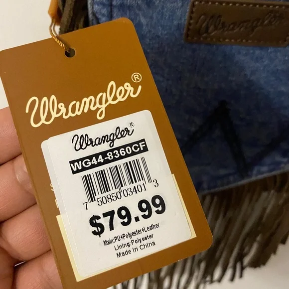 Wrangler Denim and Brown Fringe Crossbody Bag - Picture 5 of 5
